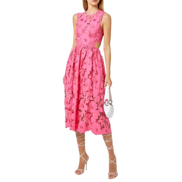 Self-Portrait Lace Pattern Midi Length Dress Size: S | US4, UK 8 NEW - Picture 1 of 9